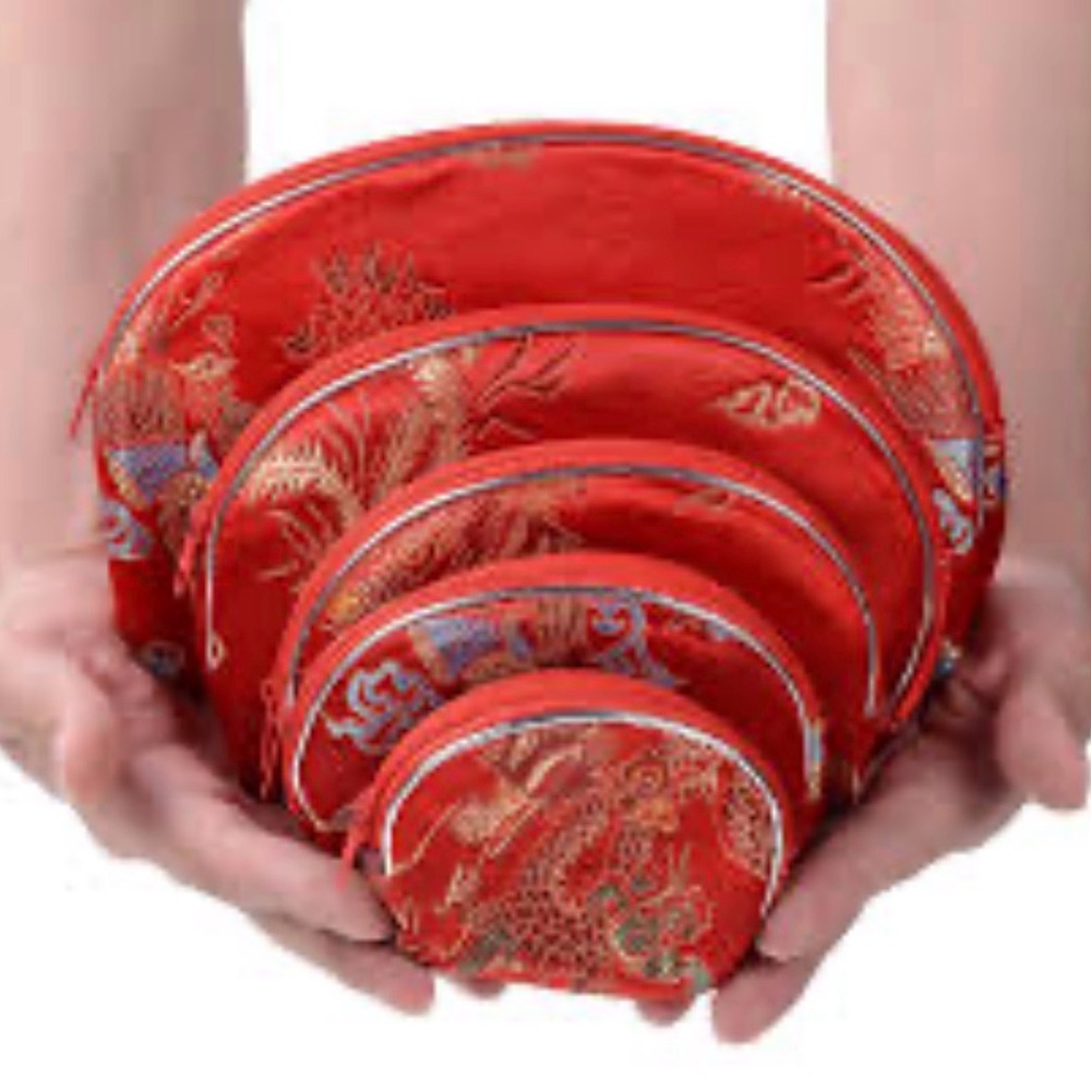 NWT Silky Satin Embroidered Brocade Cosmetic Bags 5 piece set - NWT